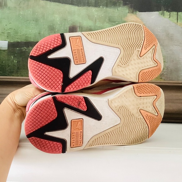 Size 9.5 - PUMA RS-X3 Mesh Pop - Bubblegum W Pink Orange Tan - Picture 8 of 12